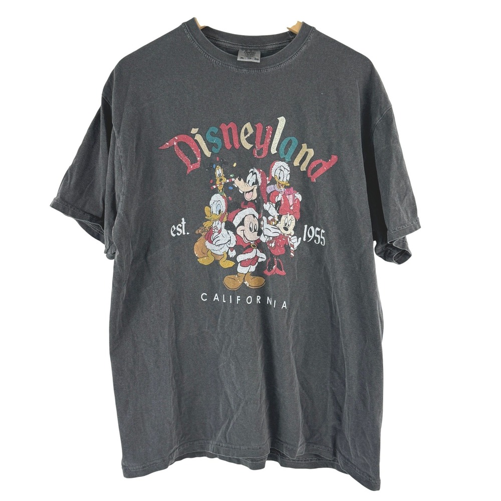 Comfort Colors Disneyland 1955‎ Mickey Donald Goofy Pluto Christmas T Shirt XL